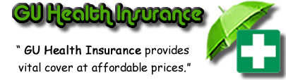 Logo of GU Health Insurance, GU Health Fund Logo, GU Insurance Review Logo